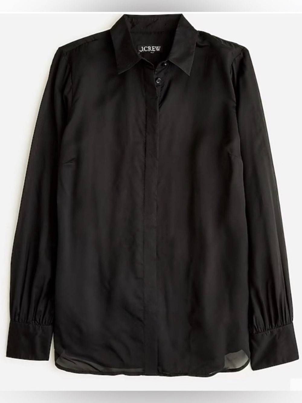 NWT J.Crew Organza Long Sleeve Hidden Button Blouse with Cami Black Size 10